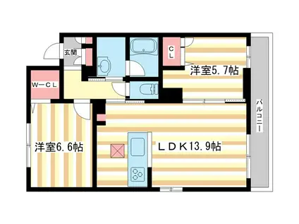 サクラ・メゾン イースト(2LDK/1階)の間取り写真