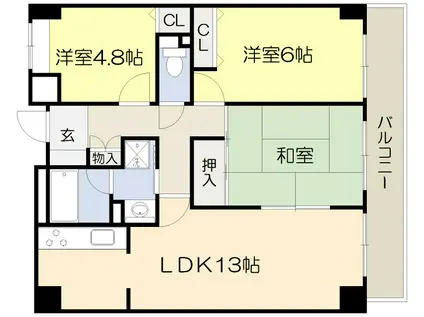 グランエスペランサ千里(3LDK/5階)の間取り写真