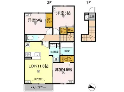 ラ・フルール(3LDK/2階)の間取り写真