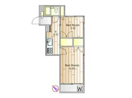 ワコーレ蒲田I(2K/5階)の間取り写真