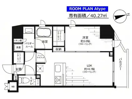 グランドコンシェルジュ新御徒町アジールコート(1LDK/8階)の間取り写真