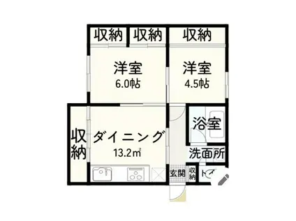 コーポ鹿内(2DK/3階)の間取り写真