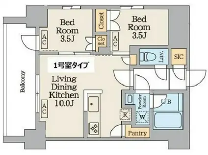 GARDEN XAVIS南蒲田(2LDK/9階)の間取り写真