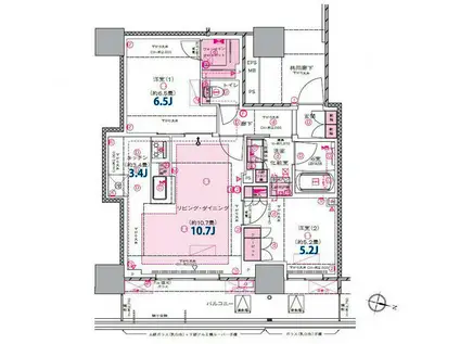 プラウドタワー郡山(2LDK/8階)の間取り写真
