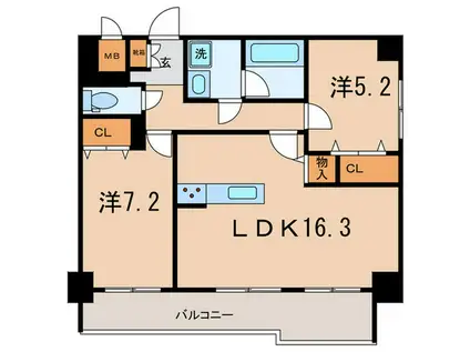 JCE南森町(2LDK/4階)の間取り写真