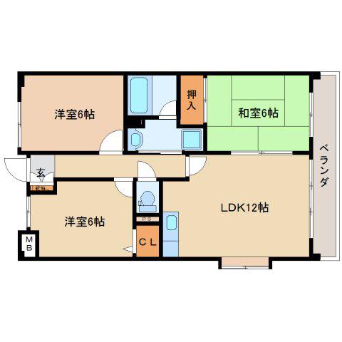 プチサンク(3LDK/3階)の間取り写真