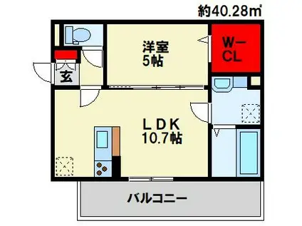 MER行事 A棟(1LDK/3階)の間取り写真