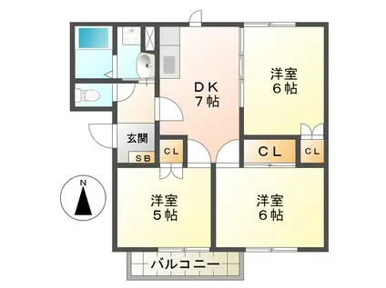 藤方ニューウェーブ(3DK/1階)の間取り写真