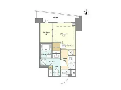 LIBR GRANT 四谷三丁目(2K/4階)の間取り写真