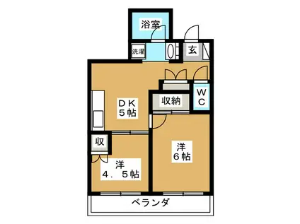 マンション・カネイ(2DK/6階)の間取り写真