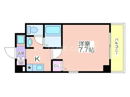 Mプラザ住吉公園壱番館(1K/7階)の間取り写真