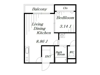 AJ千葉寺003(1LDK/1階)の間取り写真