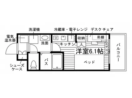 学生会館 UNI EMEAL 金沢工大前1(ワンルーム/3階)の間取り写真