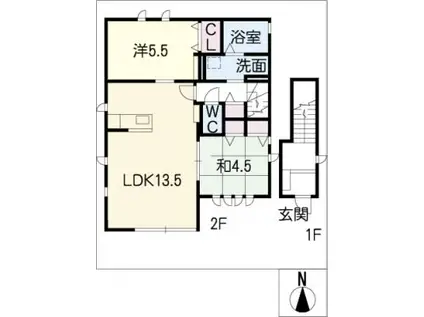 コラィユ・ドゥ・T W(2LDK/2階)の間取り写真