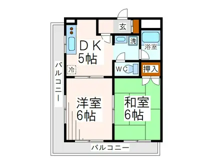 グランドプラザ(2DK/2階)の間取り写真