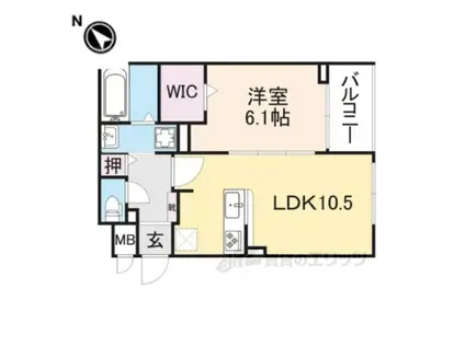 グレース讃良(1LDK/3階)の間取り写真