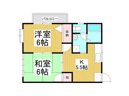 ハイツ浜(2K/2階)の間取り写真