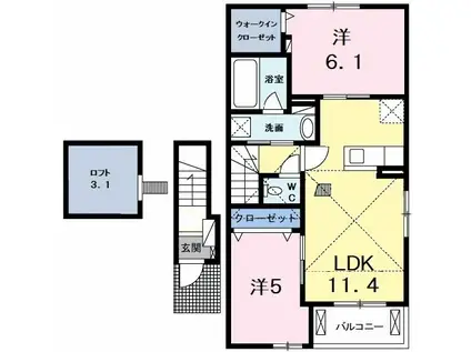 グレイスフル江川 C棟(2LDK/2階)の間取り写真