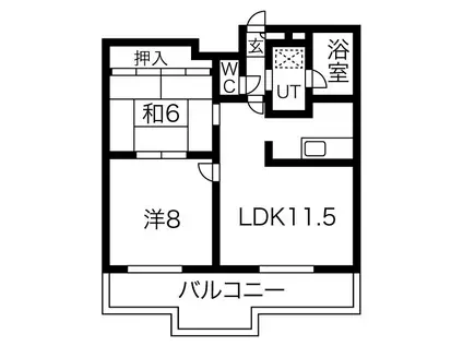 ノール北円山(2DK/6階)の間取り写真