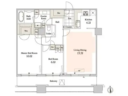 タワーコート北品川(2LDK/36階)の間取り写真