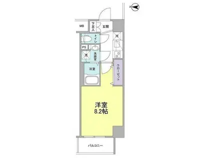 ウィルテラス深川住吉(1K/2階)の間取り写真