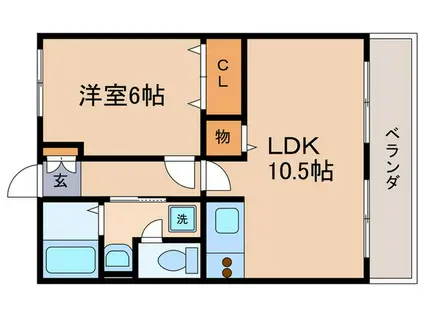 ウエストGROVE(1LDK/2階)の間取り写真