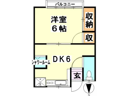 睦荘(1DK/2階)の間取り写真
