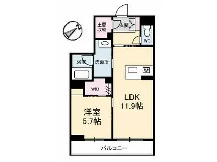 グランドゥールベレオ(1LDK/2階)の間取り写真