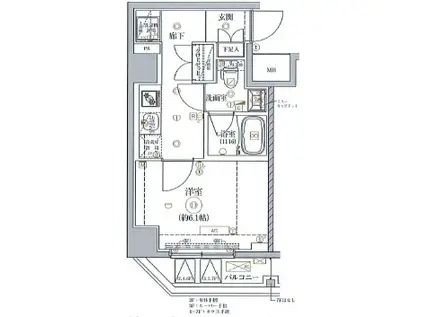 ベルシード門前仲町II(1K/4階)の間取り写真