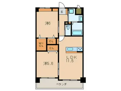 ベルステージ須賀町(2LDK/2階)の間取り写真