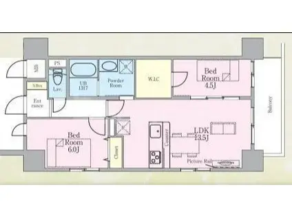 ウィステリア青砥(2LDK/3階)の間取り写真