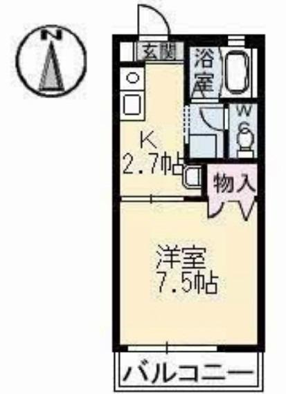 コロニーKB棟(1K/2階)の間取り写真
