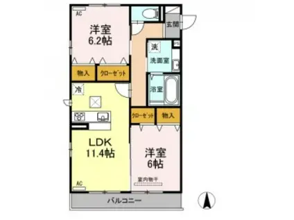 D-ROOM IXI 369(2LDK/1階)の間取り写真