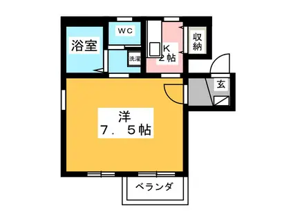 BLUE BELLII(ワンルーム/3階)の間取り写真