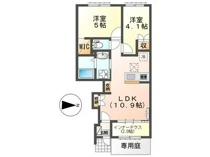 グランディール犬山(2LDK/1階)の間取り写真