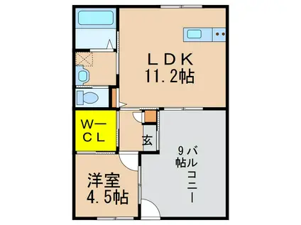 LEVANTE(1LDK/2階)の間取り写真