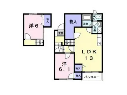 グランデカメリア山の手I(2LDK/2階)の間取り写真