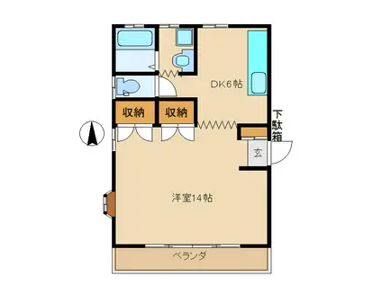 シャモニー(1DK/2階)の間取り写真