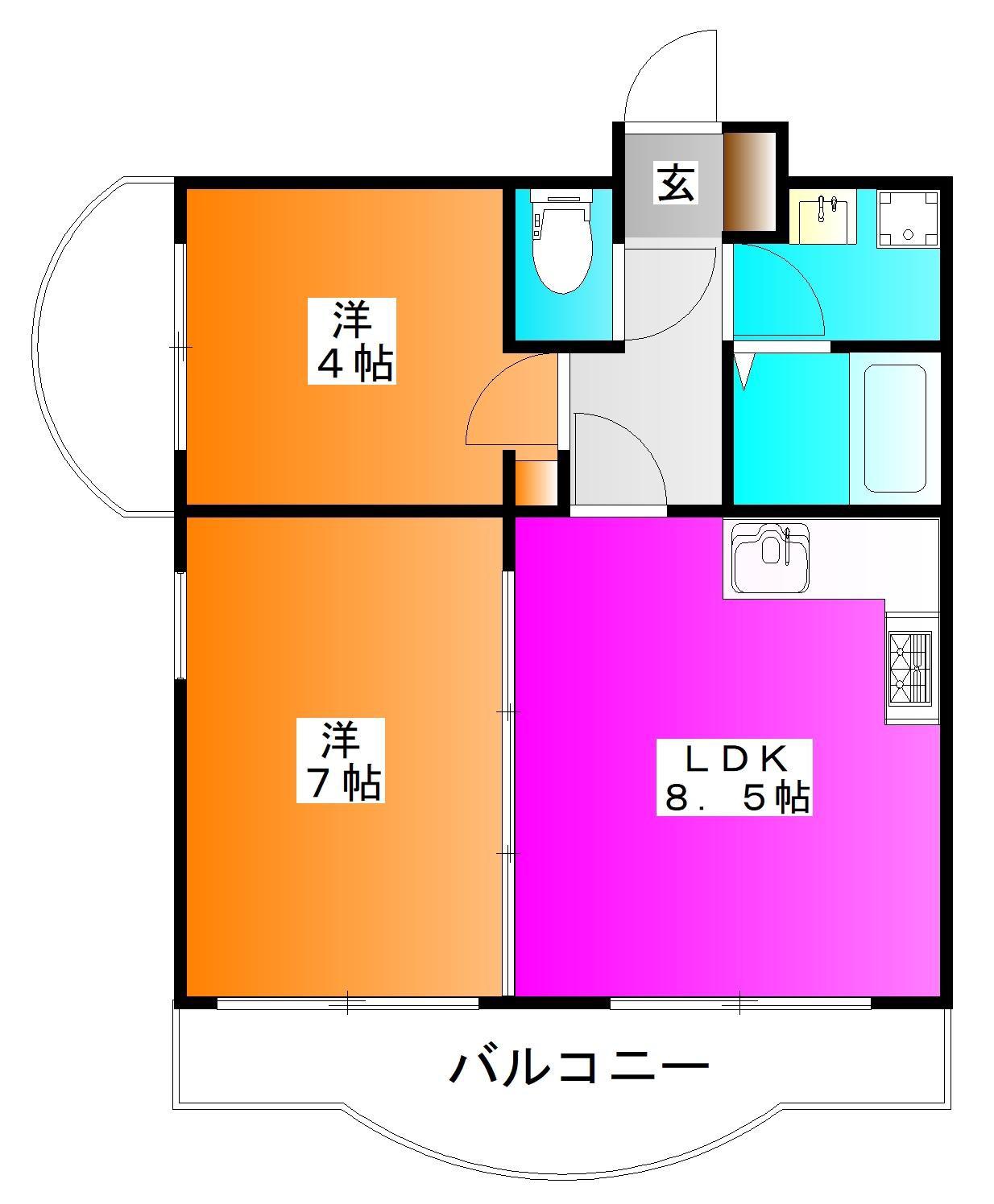 ジェイ・ジルB(2LDK/3階)の間取り写真