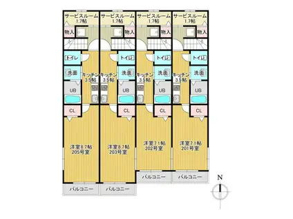 ブルーメ(1K/2階)の間取り写真