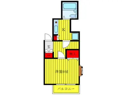 ウエハラビル(1K/3階)の間取り写真