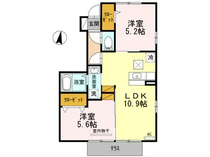 ルミエールホーム壱番館(2LDK/1階)の間取り写真