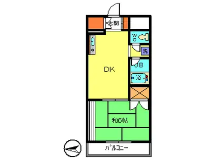 第2コースタルビル(1DK/4階)の間取り写真