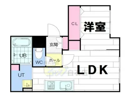 GAVEL菊水(1LDK/4階)の間取り写真