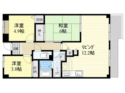 グランベール桃山台(3LDK/5階)の間取り写真