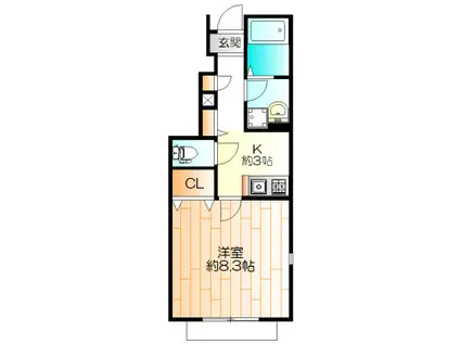 モンテ・ドゥ・カーサ(1K/1階)の間取り写真