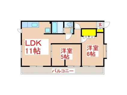 アーベインタカオ(2LDK/3階)の間取り写真