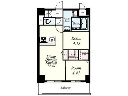 MYS CASETTA KURUME(2LDK/3階)の間取り写真