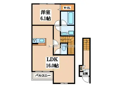 グランドサンパール(1LDK/2階)の間取り写真