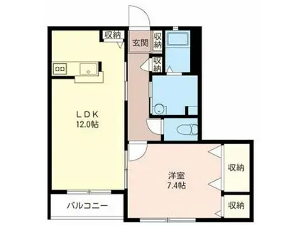 グリーンヒルかや(1LDK/2階)の間取り写真
